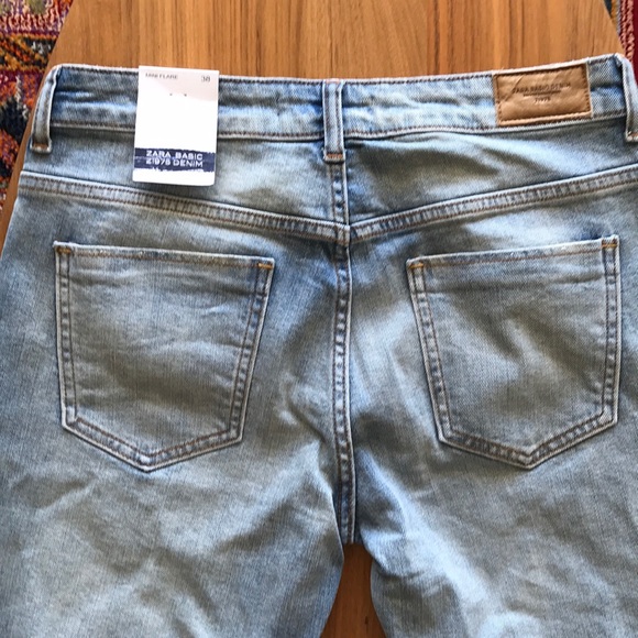 Zara Embroidered Distressed Jeans Mini Flare Sz 6 - Picture 8 of 8